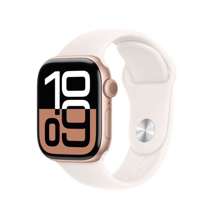Apple Watch Series 10 Rose Gold Aluminium Case with Light Blush Sport Band